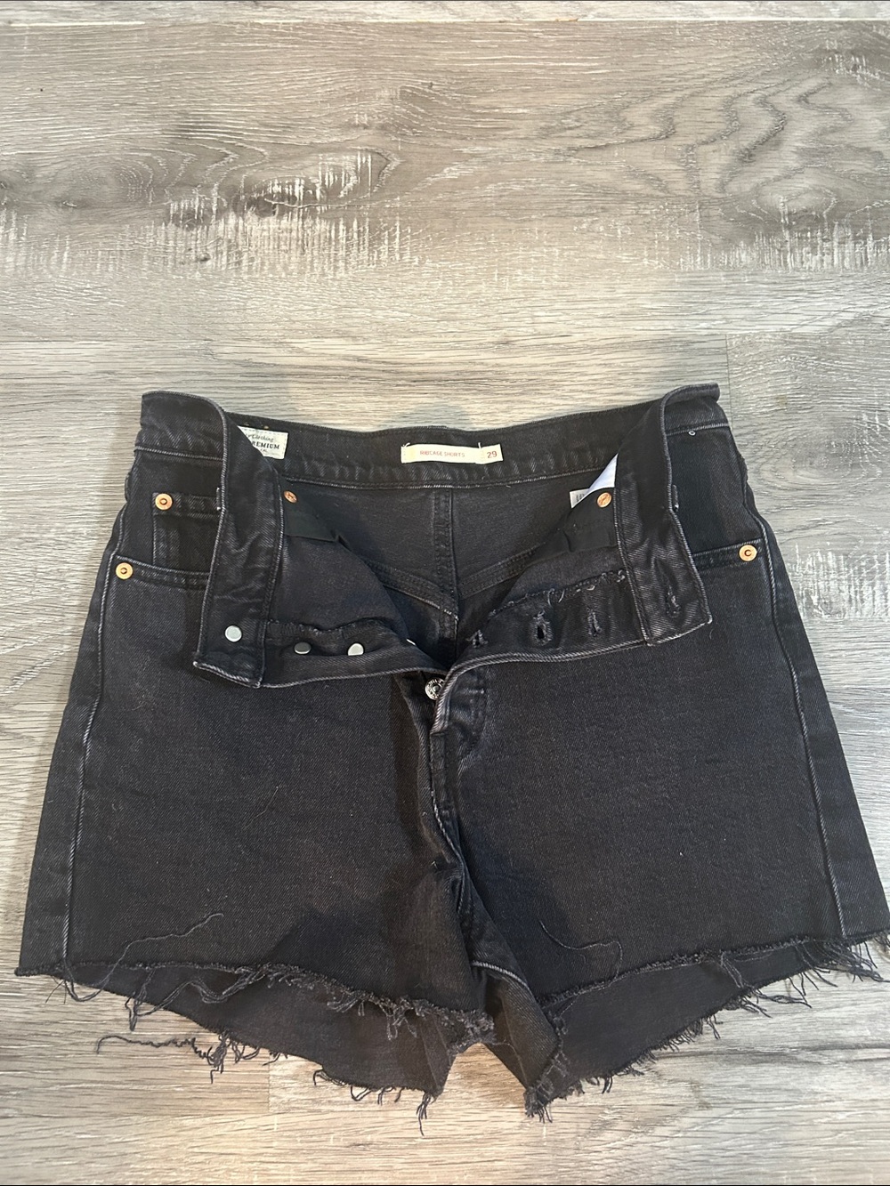 Levi's Black High-Rise Frayed Hem Women's Denim Shorts